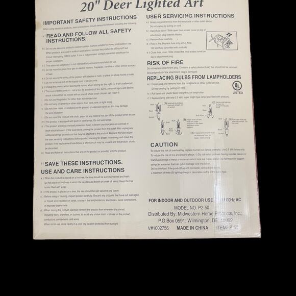 Christmas Reindeer Lighted Silhouette 20" Double Sided In Original Box Vintage - Picture 4 of 9